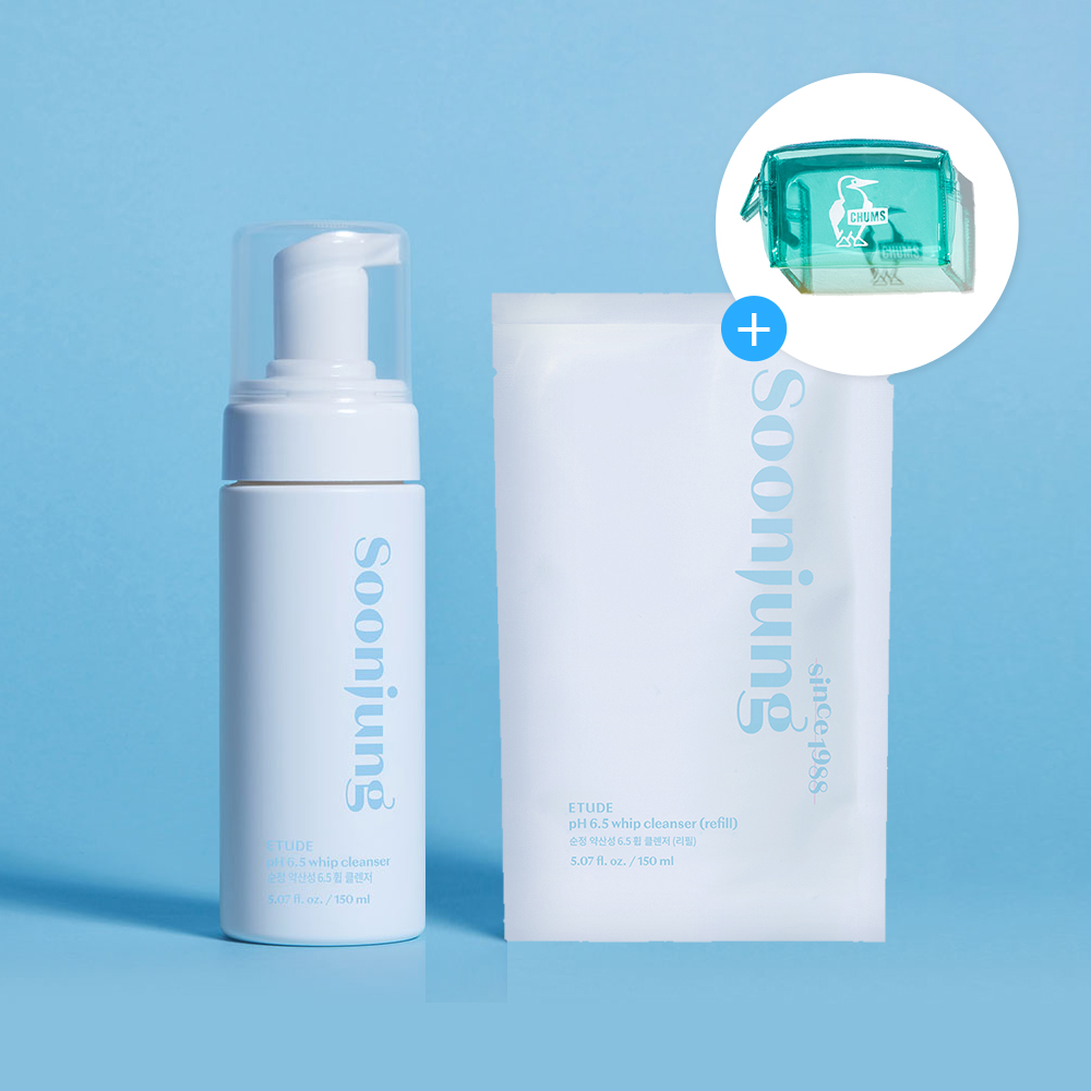 [DUO SET] SoonJung pH 6.5 Whip Cleanser 150ml & Refill (+Summery Makeup Pouch)