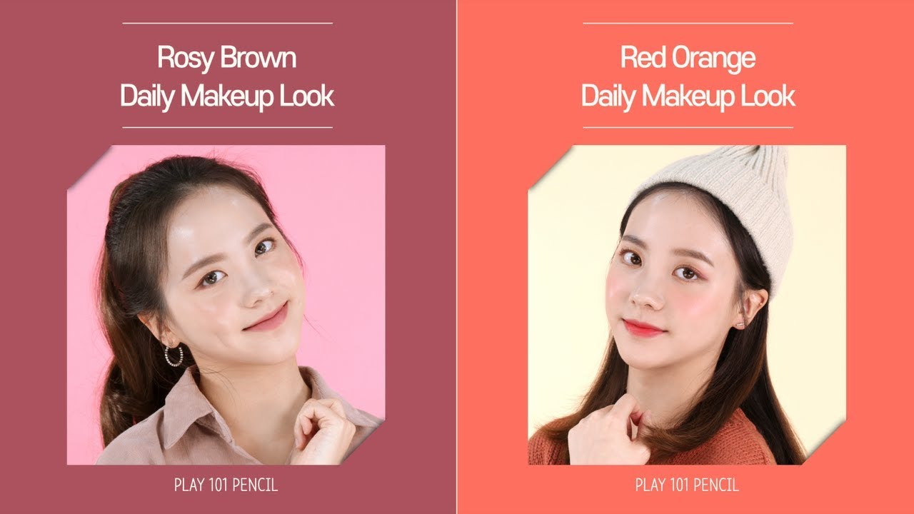 'Play 101 Pencil NEW' Rosy brown / Red orange daily makeup look 